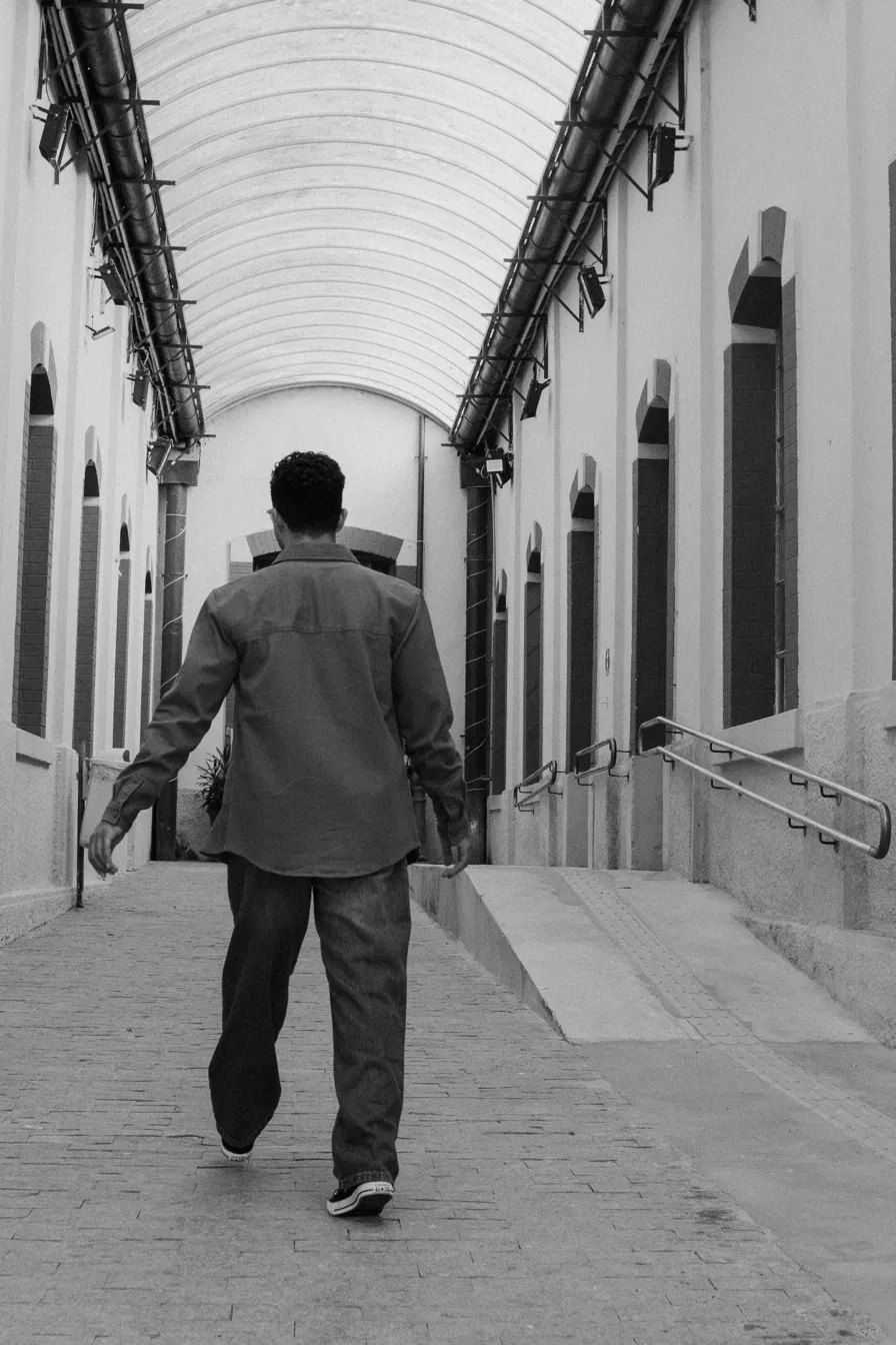 Man walking toward freedom